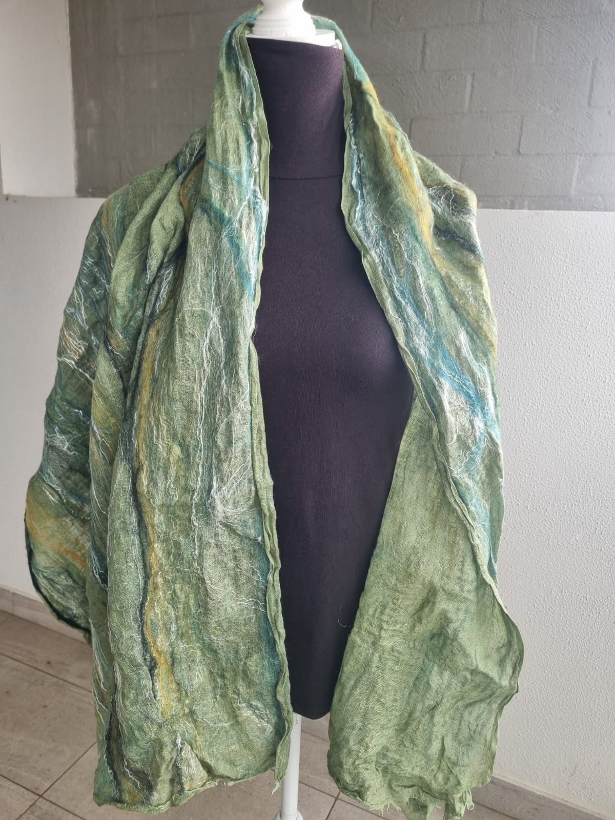 Eucalypt Tide nuno felt scarf